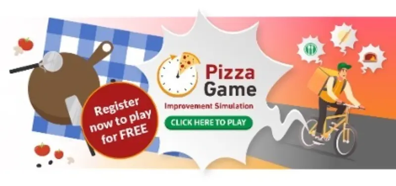 Image of virtual QI Pizza Game with badge